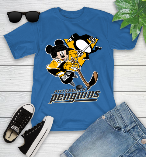 NHL Pittsburgh Penguins Mickey Mouse Disney Hockey T Shirt Youth T-Shirt 9