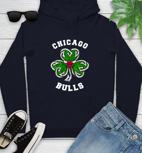 NBA Chicago Bulls Three Leaf Clover St Patrick's Day Basketball Sports Youth Hoodie 3