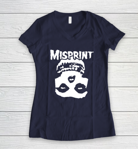 Misprint Skull Funny Misfit Women's V-Neck T-Shirt - Image 8