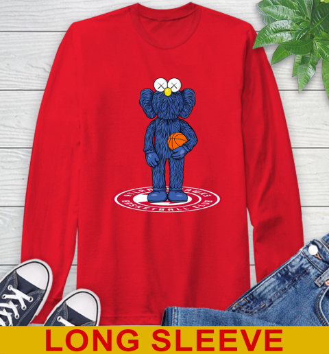 NBA Basketball Atlanta Hawks Kaws Bff Blue Figure Shirt Long Sleeve T-Shirt 10