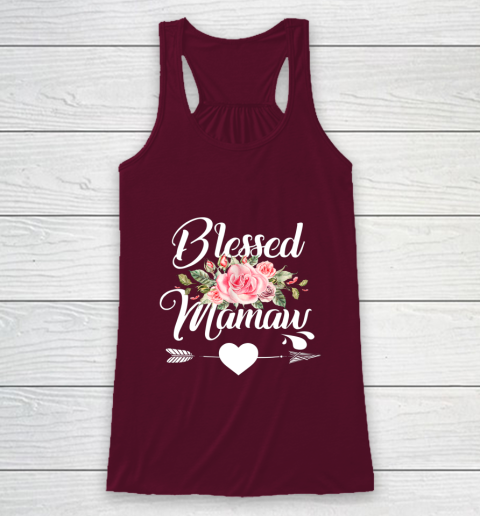 Blessed Mamaw Thanksgiving Christmas Floral Gift For Grandma Racerback Tank 2