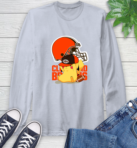 NFL Pikachu Football Sports Cleveland Browns Long Sleeve T-Shirt 6