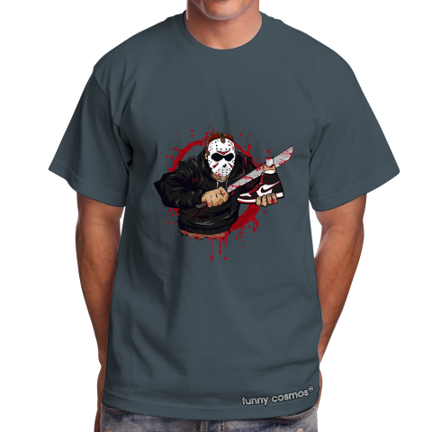 Air Jordan 1 Bloodline Matching Sneaker Tshirt Jason Voorhees Black and White Jordan Tshirt