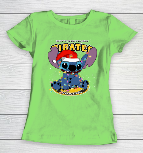 Pittsburgh Pirates MLB noel stitch Baseball Christmas Women's T-Shirt 5