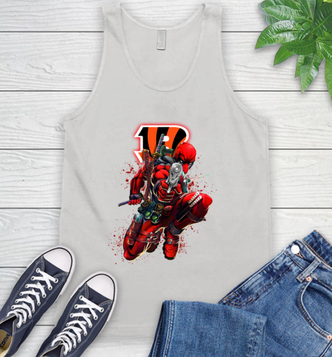 NFL Deadpool Marvel Comics Sports Football Cincinnati Bengals Tank Top