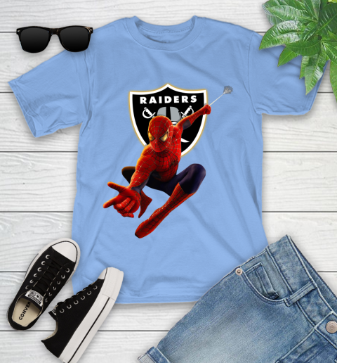 NFL Spider Man Avengers Endgame Football Oakland Raiders Youth T-Shirt 11