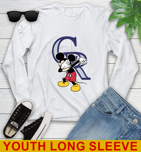 Colorado Rockies MLB Baseball Dabbing Mickey Disney Sports Youth Long Sleeve