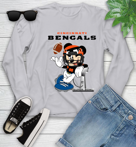 NFL Cincinnati Bengals Mickey Mouse Disney Super Bowl Football T Shirt Youth Long Sleeve 5