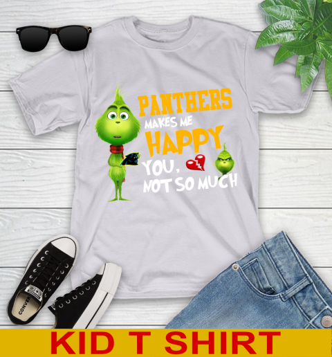 NFL Carolina Panthers Makes Me Happy You Not So Much Grinch Football Sports Youth T-Shirt 4