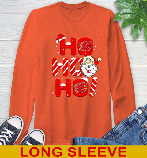 Calgary Flames NHL Hockey Ho Ho Ho Santa Claus Merry Christmas Shirt Long Sleeve T-Shirt 4
