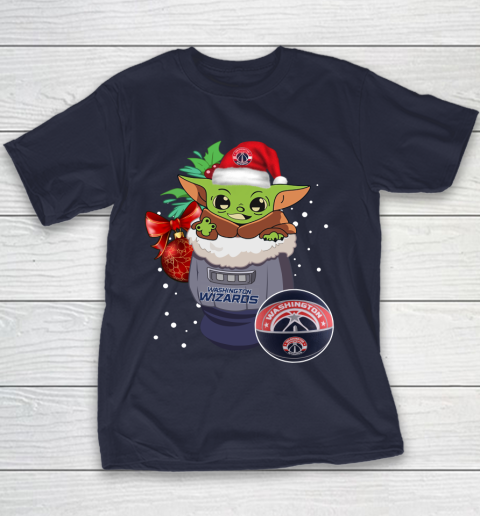 Washington Wizards Christmas Baby Yoda Star Wars Funny Happy NBA Youth T-Shirt 4