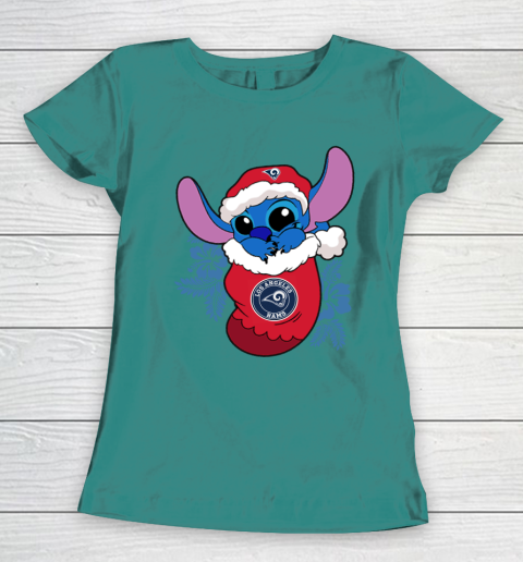 Los Angeles Rams Christmas Stitch In The Sock Funny Disney NFL Women's T-Shirt 12