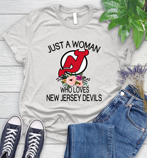 NHL Just A Woman Who Loves New Jersey Devils Hockey Sports Women's T-Shirt