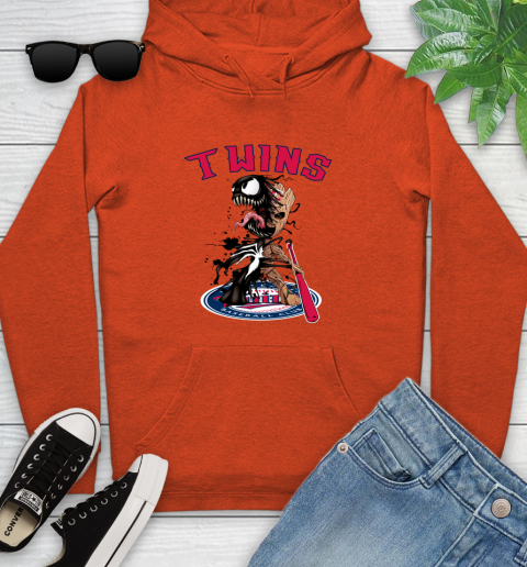 MLB Minnesota Twins Baseball Venom Groot Guardians Of The Galaxy Youth Hoodie 5
