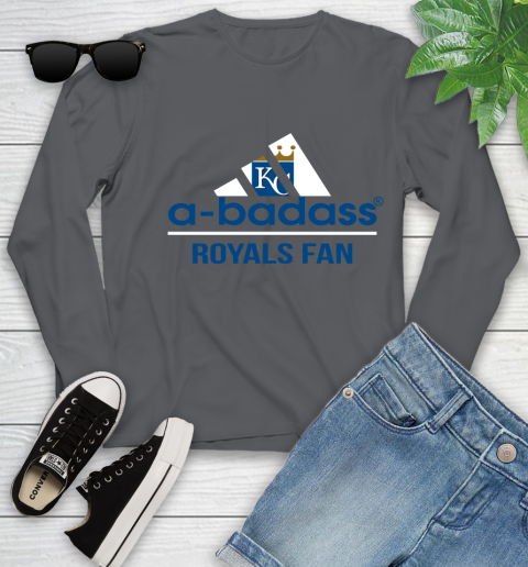 MLB A Badass Kansas City Royals Fan Adidas Baseball Sports Youth Long Sleeve 9