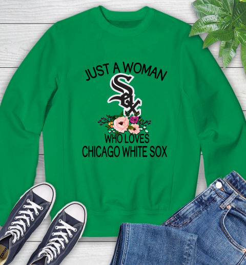 MLB Just A Woman Who Loves Chicago White Sox Baseball Sports Sweatshirt 4