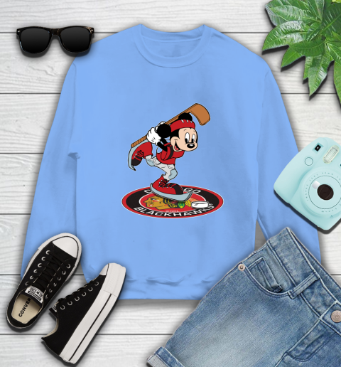 NHL Hockey Chicago Blackhawks Cheerful Mickey Disney Shirt Sweatshirt 11