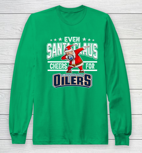 Edmonton Oilers Even Santa Claus Cheers For Christmas NHL Long Sleeve T-Shirt 4