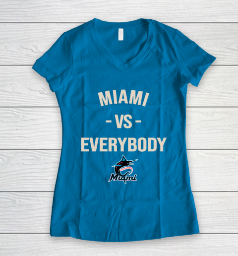 Miami Marlins Vs Everybody Women's V-Neck T-Shirt 5