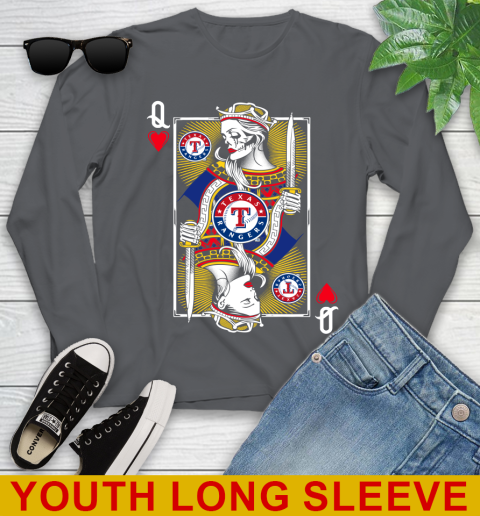 MLB Baseball Texas Rangers The Queen Of Hearts Card Shirt Youth Long Sleeve 9