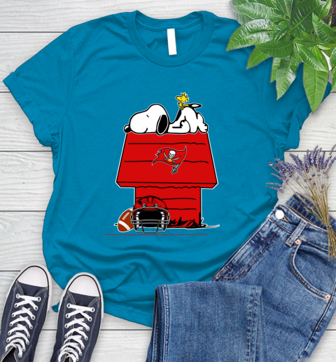 Tampa Bay Buccaneers NFL Football Snoopy Woodstock The Peanuts Movie Women's T-Shirt 7