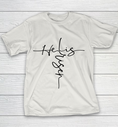 Easter He is Risen Cross Christian Youth T-Shirt 8