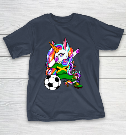 Dabbing Unicorn Jamaica Soccer Fans Jersey Jamaican Football T-Shirt 4