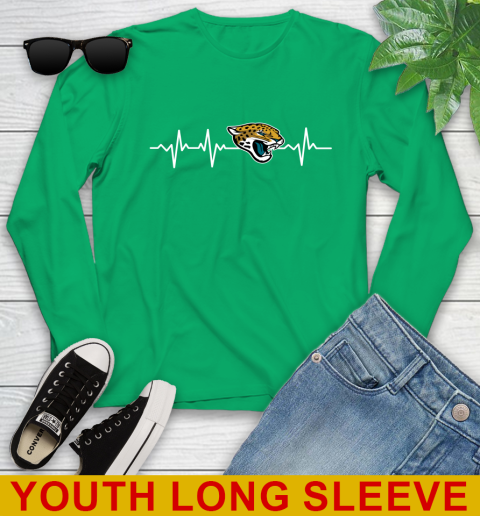 Jacksonville Jaguars NFL Football Heart Beat Shirt Youth Long Sleeve 8 Jacksonville Jaguars NFL Football Heart Beat Shirt Youth Long Sleeve - Image 8