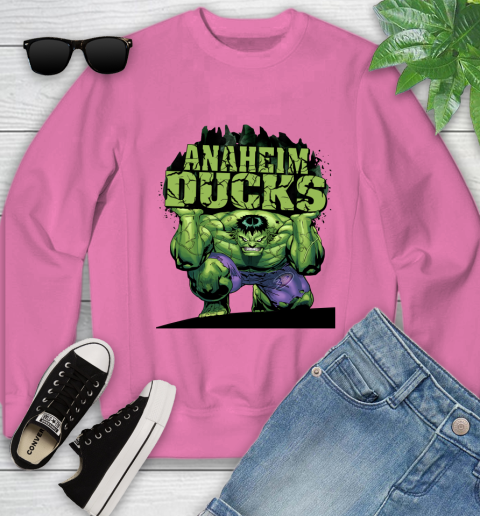 Anaheim Ducks NHL Hockey Incredible Hulk Marvel Avengers Sports Youth Sweatshirt 7
