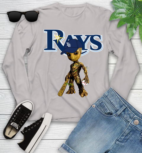 MLB Tampa Bay Rays Groot Guardians Of The Galaxy Baseball Youth Long Sleeve 12