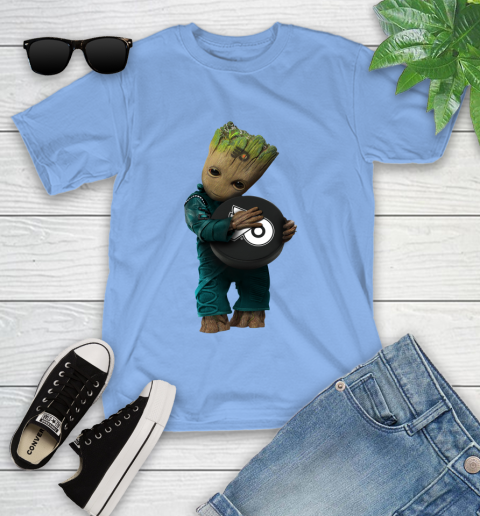 NHL Groot Guardians Of The Galaxy Hockey Sports Philadelphia Flyers Youth T-Shirt 11