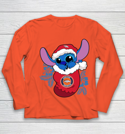 Denver Broncos Christmas Stitch In The Sock Funny Disney NFL Youth Long Sleeve 4