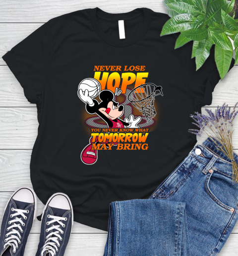 Houston Rockets NBA Basketball Mickey Disney Never Lose Hope Women's T-Shirt