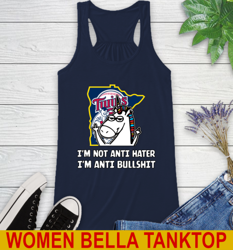 Minnesota Twins MLB Baseball Unicorn I'm Not Anti Hater I'm Anti Bullshit Racerback Tank 11