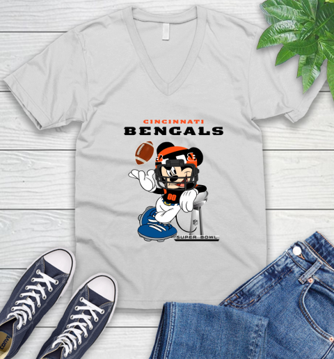 NFL Cincinnati Bengals Mickey Mouse Disney Super Bowl Football T Shirt V-Neck T-Shirt
