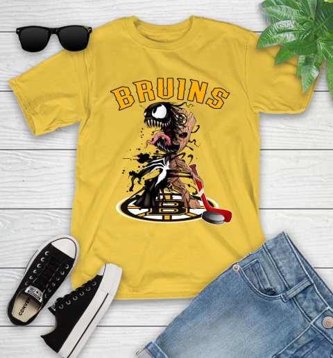 NHL Boston Bruins Hockey Venom Groot Guardians Of The Galaxy Youth T-Shirt 8