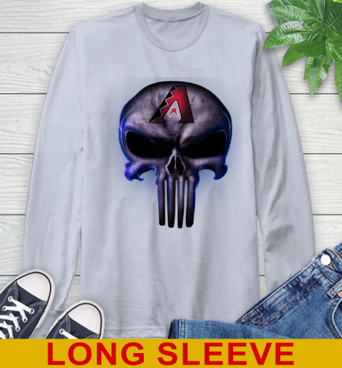 Arizona Diamondbacks MLB Baseball Punisher Skull Sports Long Sleeve T-Shirt 6