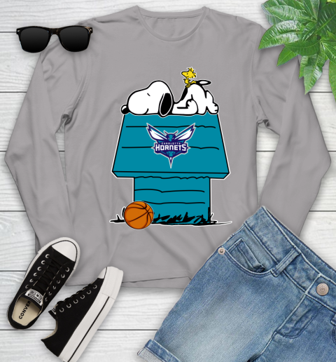Charlotte Hornets NBA Basketball Snoopy Woodstock The Peanuts Movie Youth Long Sleeve 5