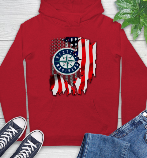 Seattle Mariners MLB Baseball American Flag Hoodie 10