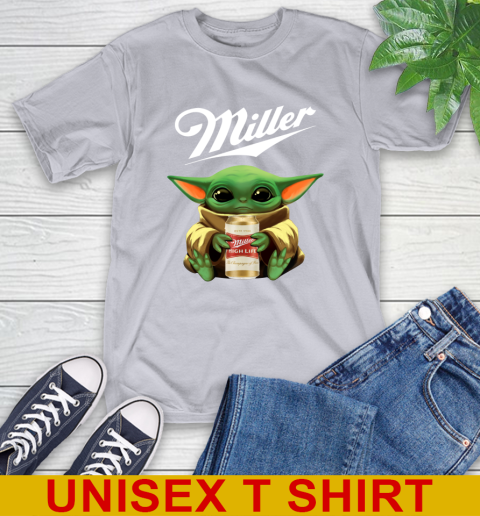 Star Wars Baby Yoda Hugs Miller High Life Beer Shirt 6