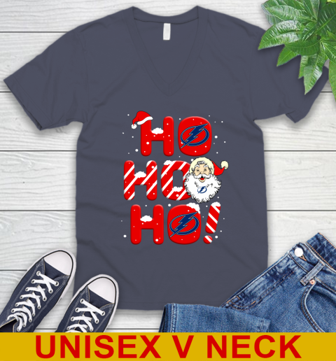 Tampa Bay Lightning NHL Hockey Ho Ho Ho Santa Claus Merry Christmas Shirt V-Neck T-Shirt 7