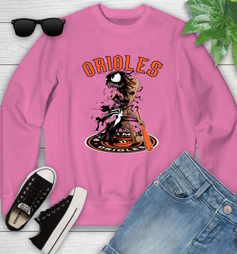 MLB Baltimore Orioles Baseball Venom Groot Guardians Of The Galaxy Youth Sweatshirt 7