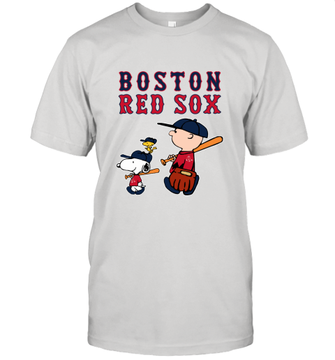 Boston Red Sox Let's Play Baseball Together Snoopy MLB Unisex Jersey Tee