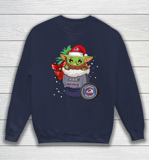 Colorado Avalanche Christmas Baby Yoda Star Wars Funny Happy NHL Sweatshirt 3