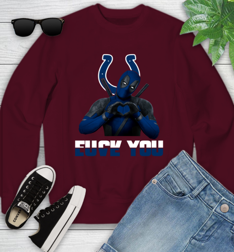 NHL Indianapolis Colts Deadpool Love You Fuck You Football Sports Youth Sweatshirt 4
