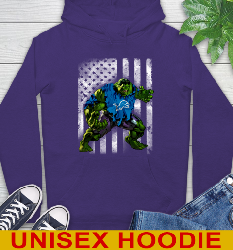 Detroit Lions Hulk Marvel Avengers NFL Football American Flag Hoodie 5
