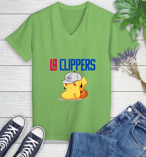 NBA Pikachu Basketball Sports Los Angeles Clippers Women's V-Neck T-Shirt 11