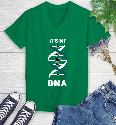 San Jose Sharks NHL Hockey It's My DNA Sports Women's V-Neck T-Shirt 5