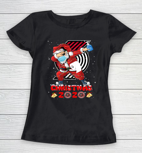 Portland Trail Blazers Funny Santa Claus Dabbing Christmas 2020 NBA Women's T-Shirt