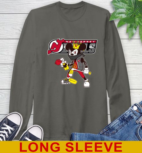 New Jersey Devils NHL Hockey Mickey Peace Sign Sports Long Sleeve T-Shirt 8